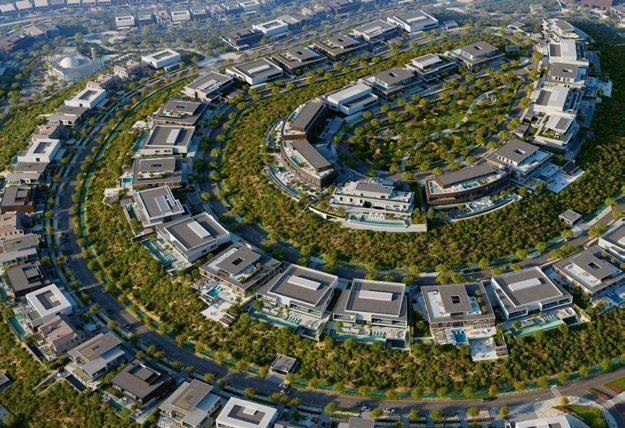Nawayef West Hill and East Hill villas at Hudayriyat Hill Abu Dhabi with skyline views and modern architecture